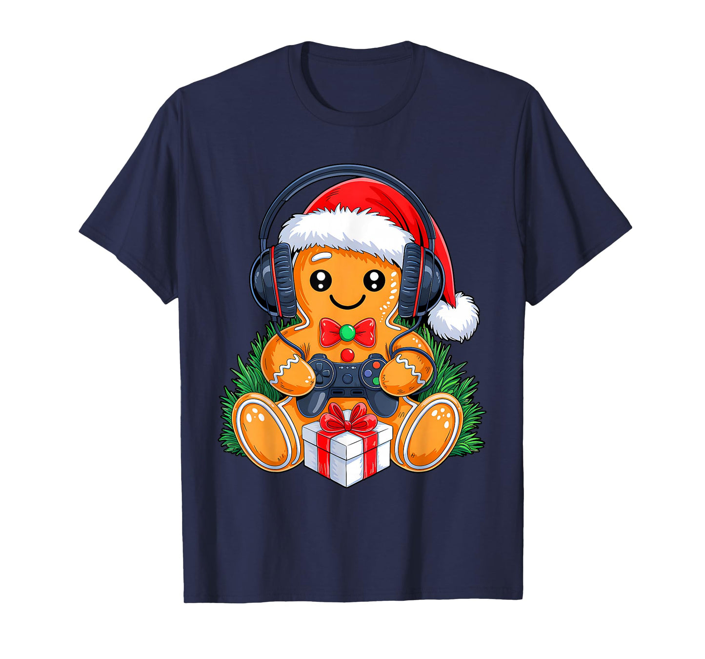 Funny Christmas Gamer Gingerbeard Xmas Gaming Men Boys Kids T-Shirt