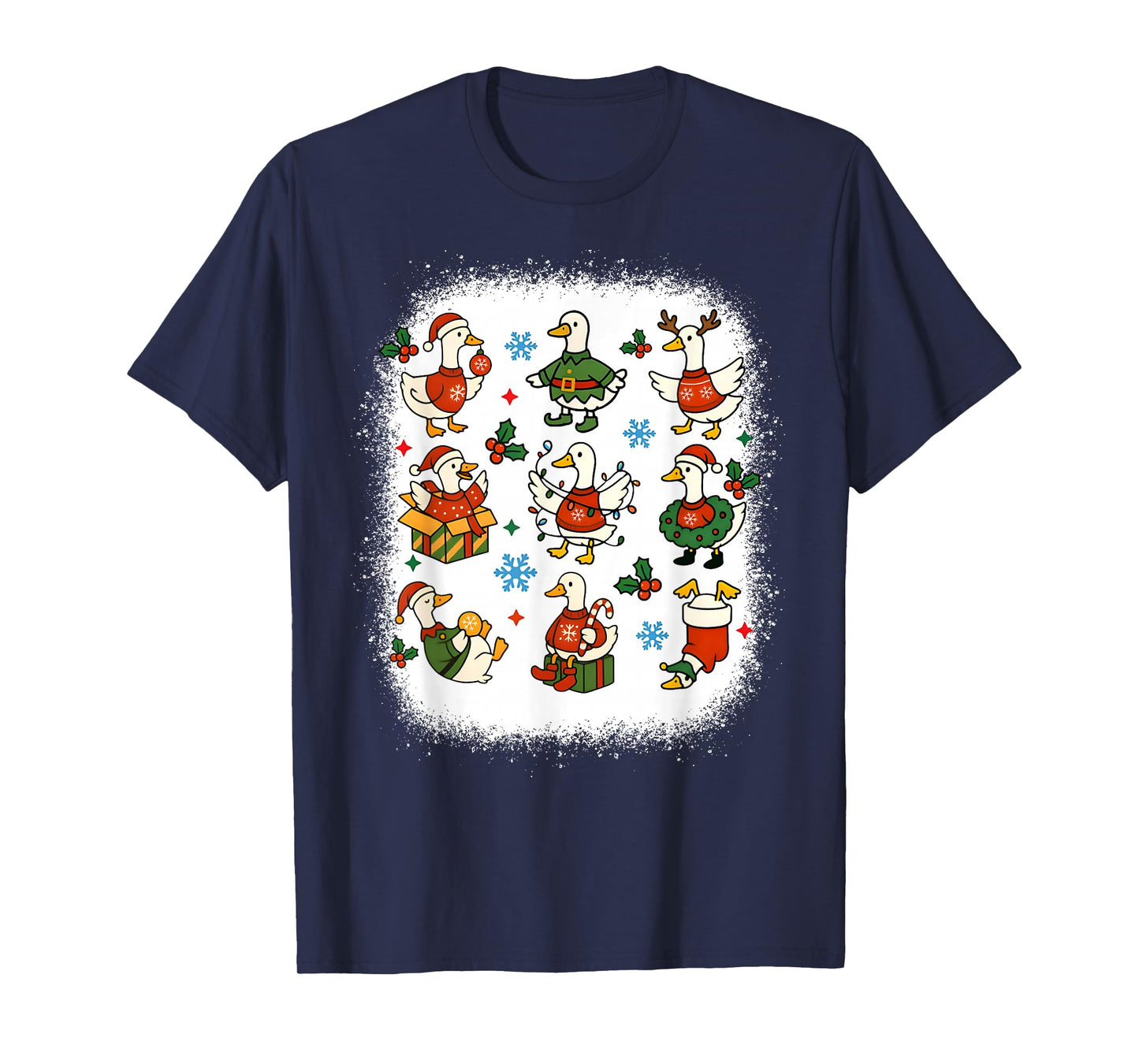 Retro Christmas Silly Goose Christmas Light Goosemas Bleach T-Shirt