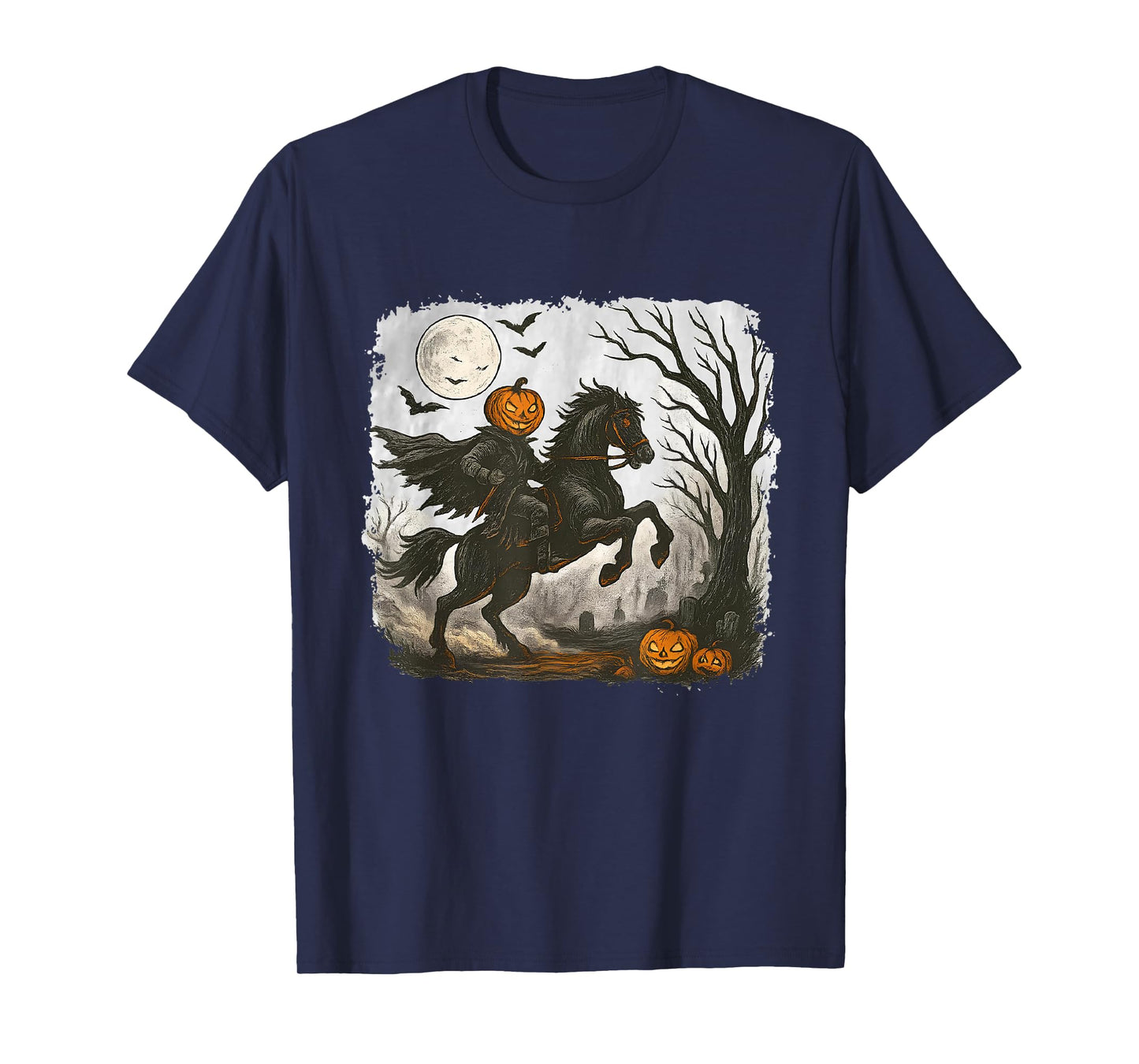 Headless Horseman Halloween Pumpkin Spooky Jack O Lantern T-Shirt