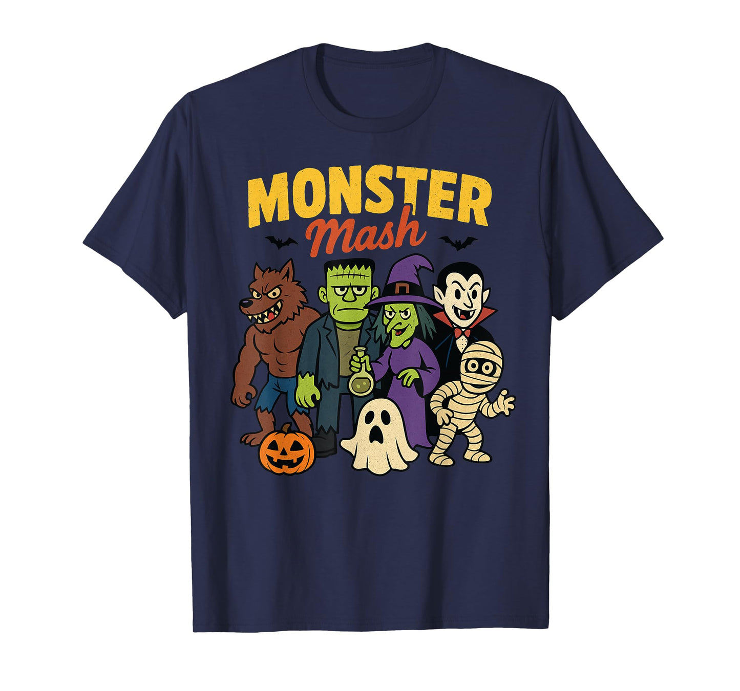 Monster Mash Halloween Season Witch Vampire Werewolf Mummy T-Shirt