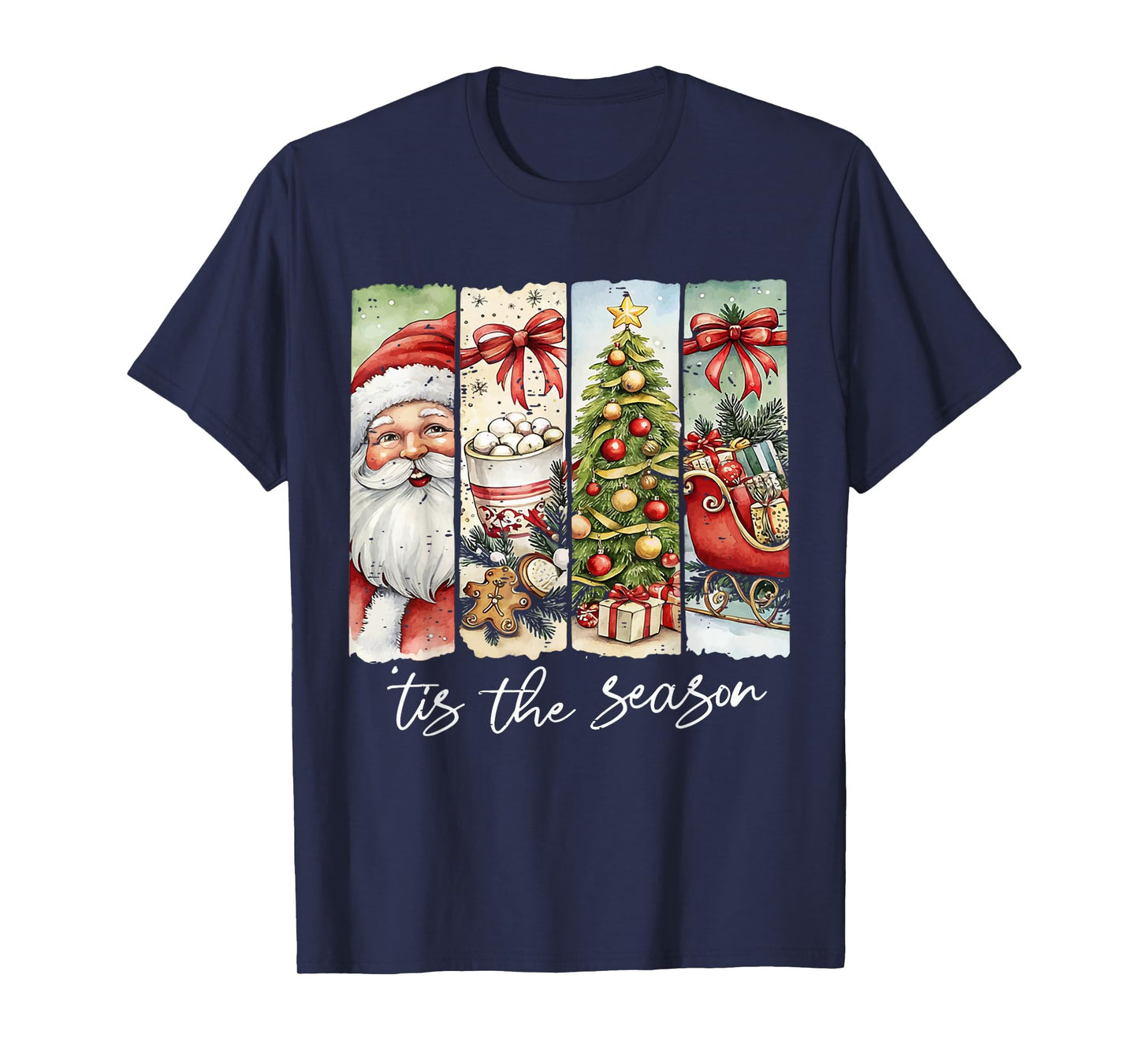 Vintage Funny Tis The Season Merry Christmas Santa Cute Xmas T-Shirt