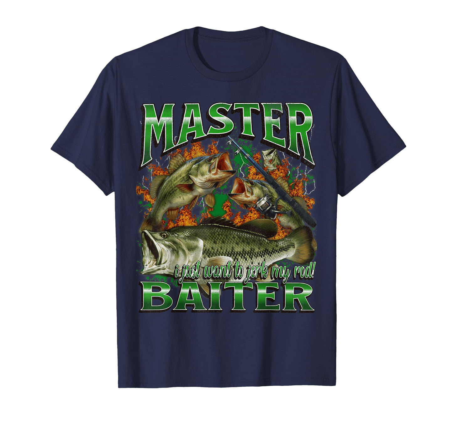 Master Baiter Funny Offensive Fishing Meme Bootleg Graphic T-Shirt