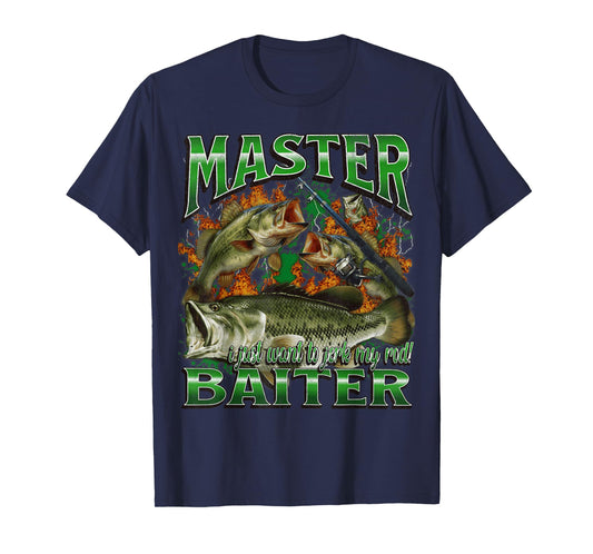 Master Baiter Funny Offensive Fishing Meme Bootleg Graphic T-Shirt