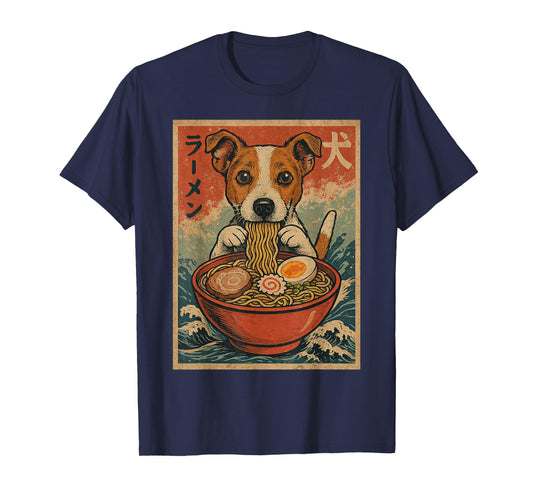 Jack Russell Terrier Eating Ramen Kawaii Anime Dog Lover T-Shirt