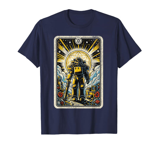 Vintage Nuclear Fallout Tarot Card Retro Steel Armor Man T-Shirt