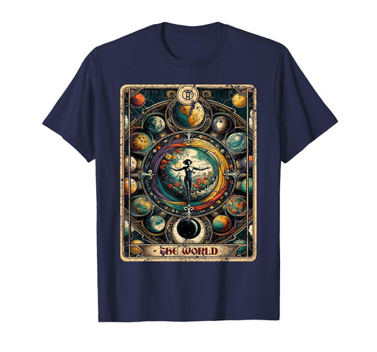 Distressed Grunge Worn Out Style The World Tarot Card T-Shirt