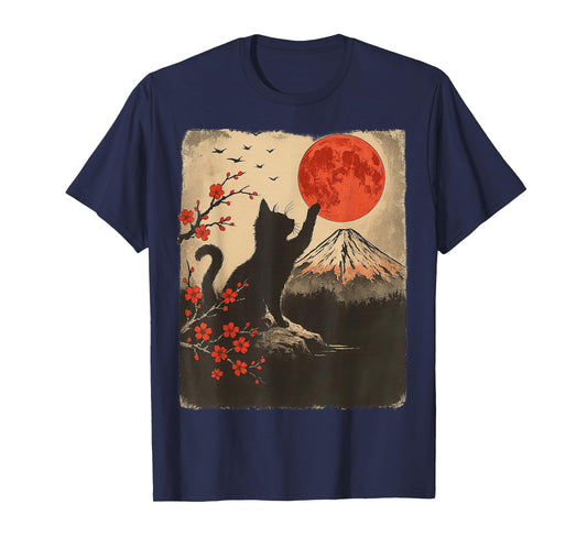 Black Cat Vintage Retro Japan Art Japanese Theme Gifts Anime Men Women Kids T-Shirt