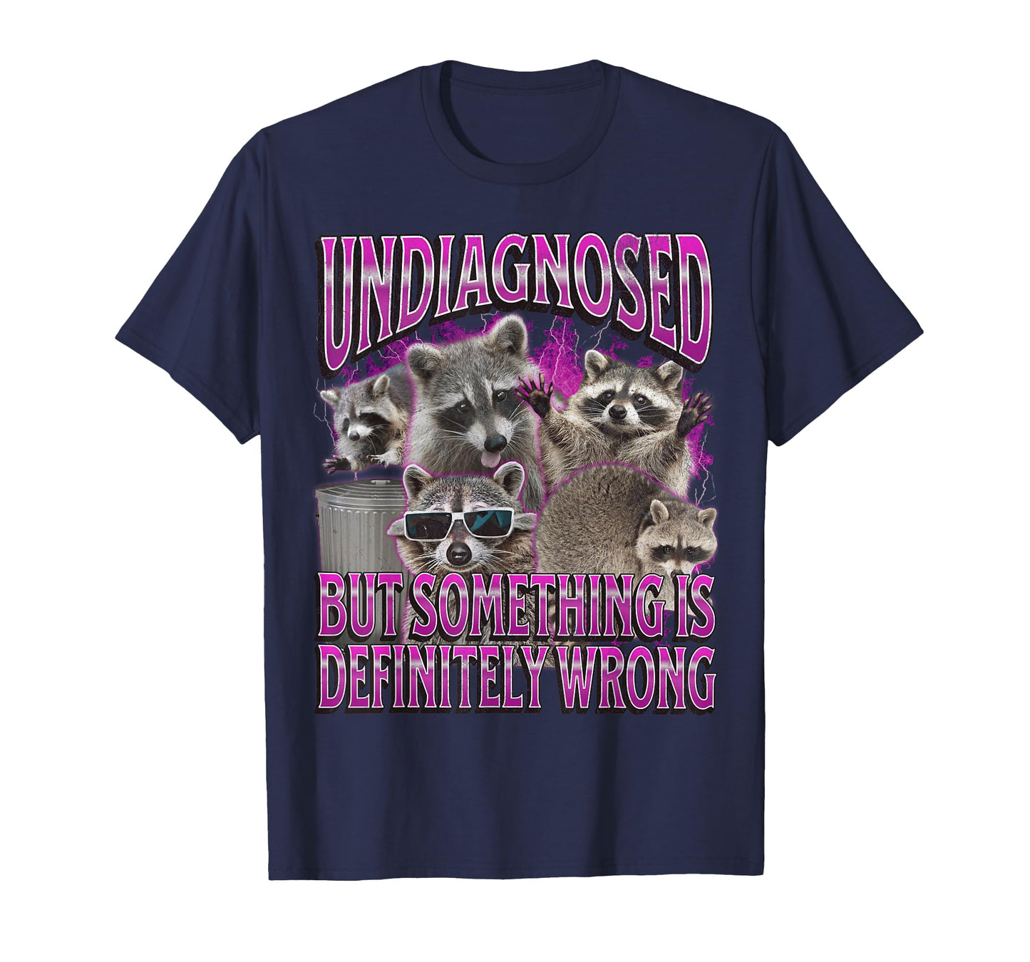 MildlyPerturbed Unisex-Adults Retro Funny Raccoon Meme T-Shirt, Black, Small, Short Sleeve
