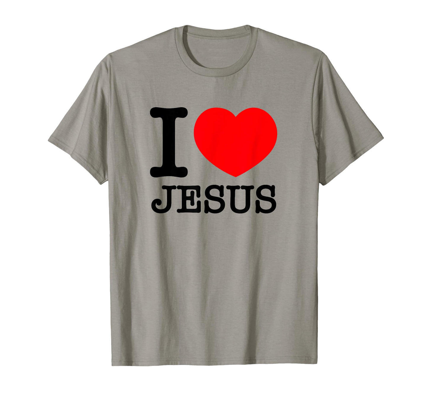 I Love (Heart) Jesus T-Shirt - Red Heart Black Text Design T-Shirt