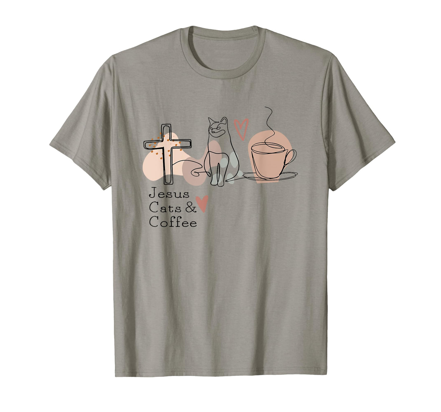 Jesus Cats And Coffee Minimalist Graphic Design T-Shirt