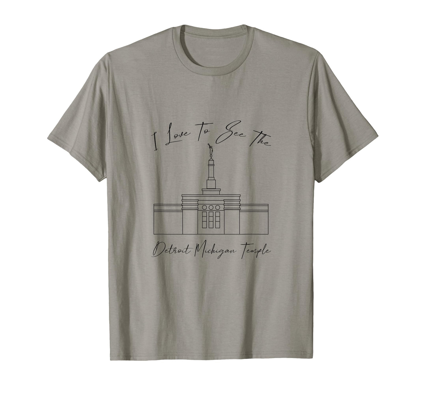 Detroit MI Temple, I love to see my temple, calligraphy T-Shirt