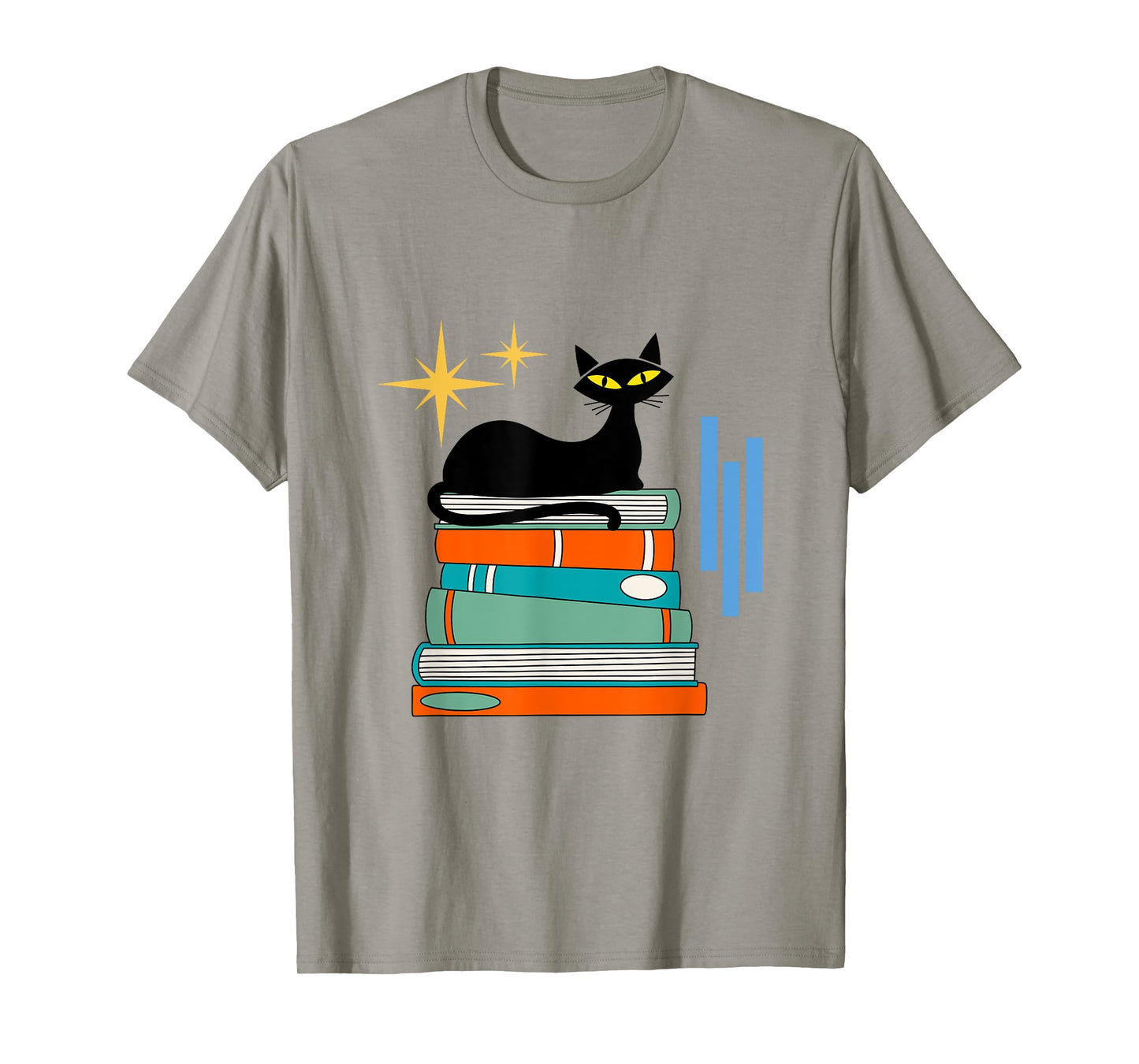 Cat and Books Retro Midcentury Mid Century Aesthetic T-Shirt