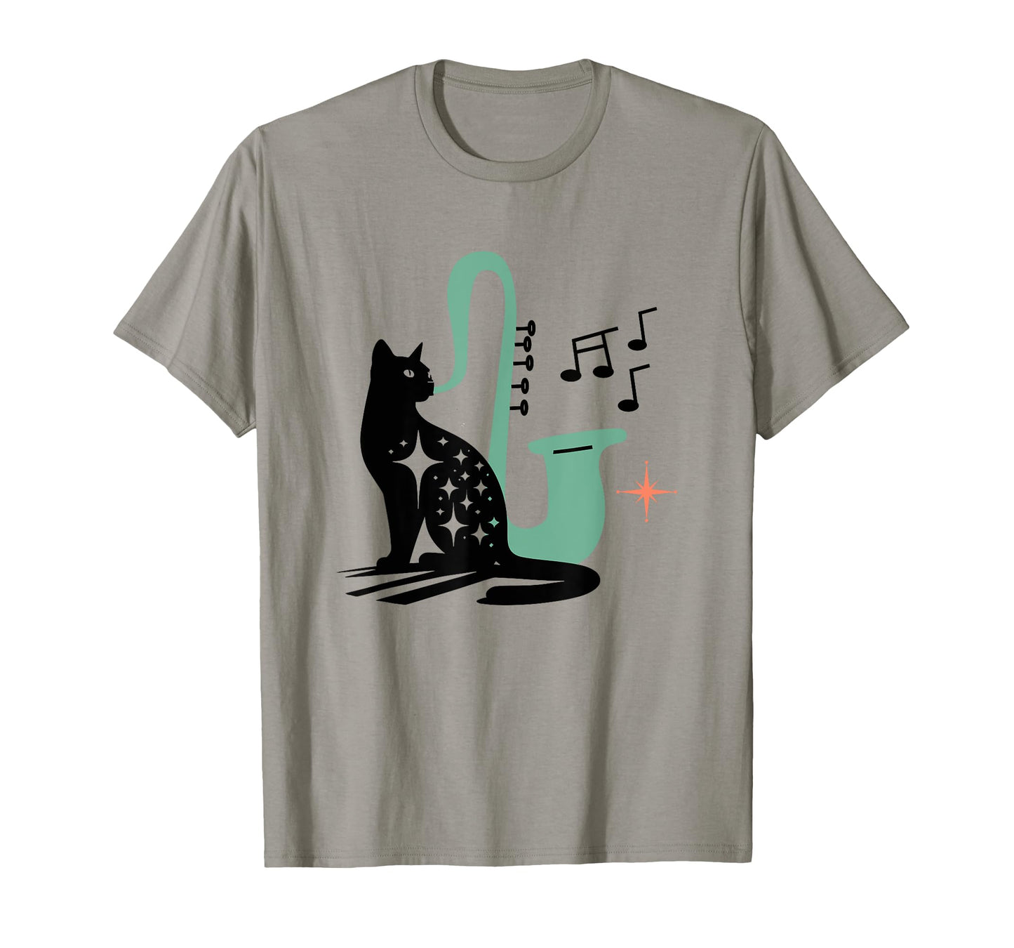 Retro Musical Cat Saxophone Midcentury Modern Mid Century T-Shirt