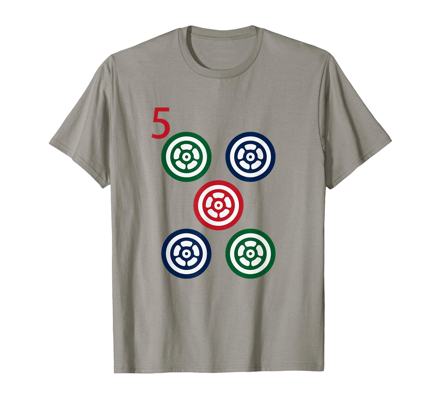 Chinese Mah Jong Dots Pinzu Five Tile Mahjong Costume T-Shirt
