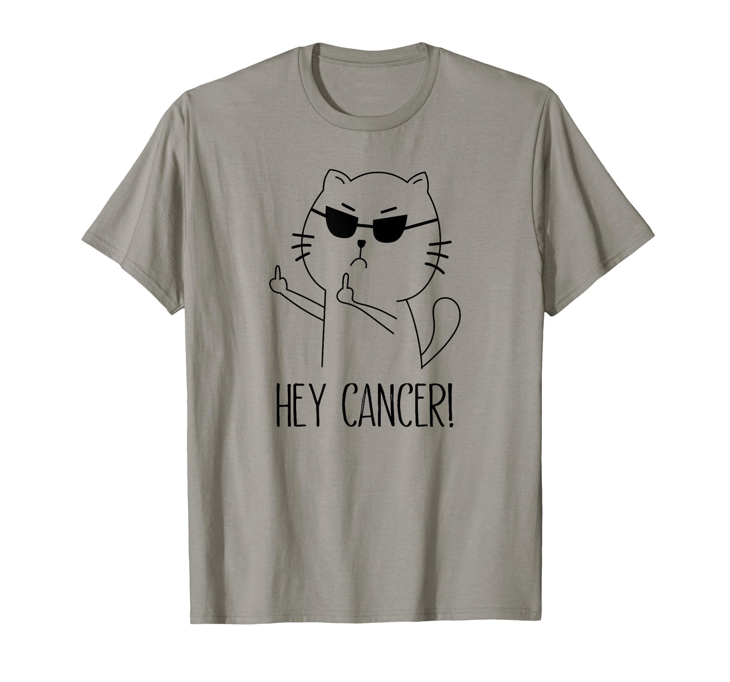 Hey Cancer F U, Funny Cat Middle Finger, F#ck Cancer T-Shirt