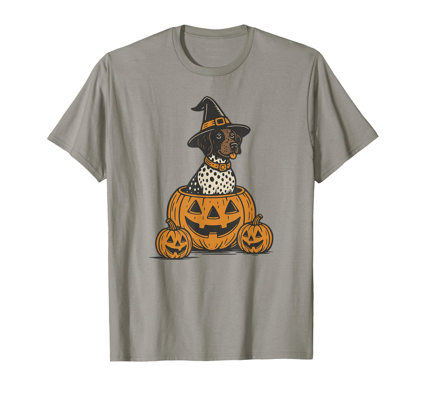 Retro German Shorthaired Pointer Halloween Dog in Pumpkins T-Shirt