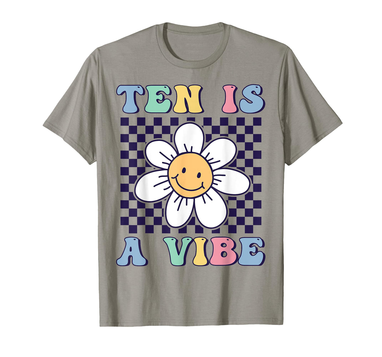 Ten Is A Vibe Cute Groovy 10th Birthday Party Daisy Flower T-Shirt