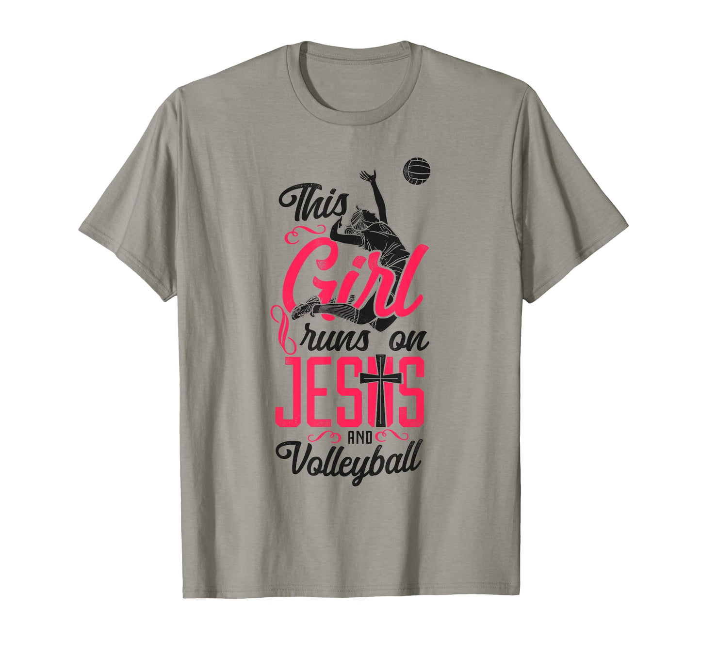 Volleyball Player Team Vintage This Girl Runs On Jesus And T-Shirt