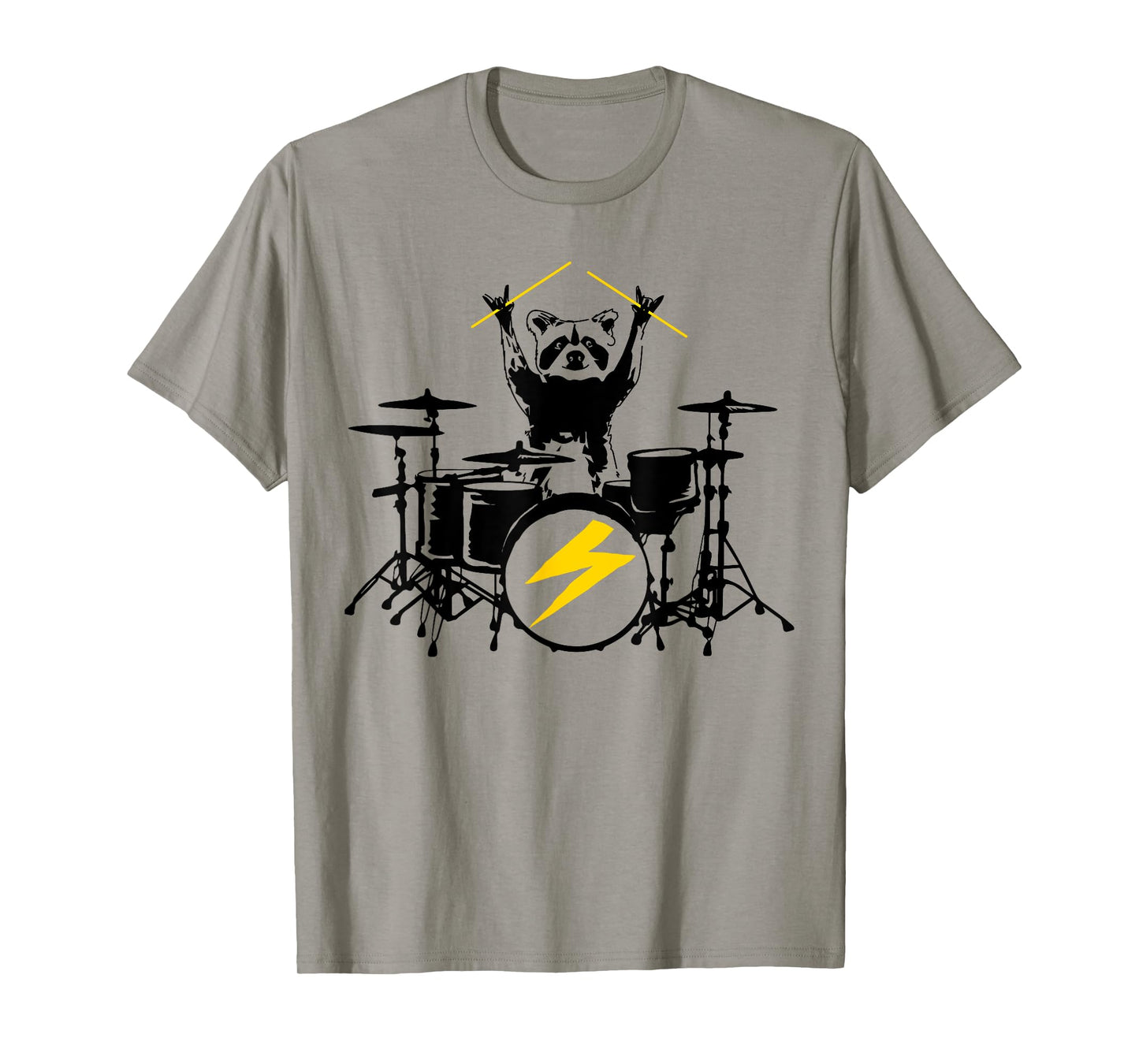 Funny Raccoon Playing Drum Kit Graphic T-Shirt