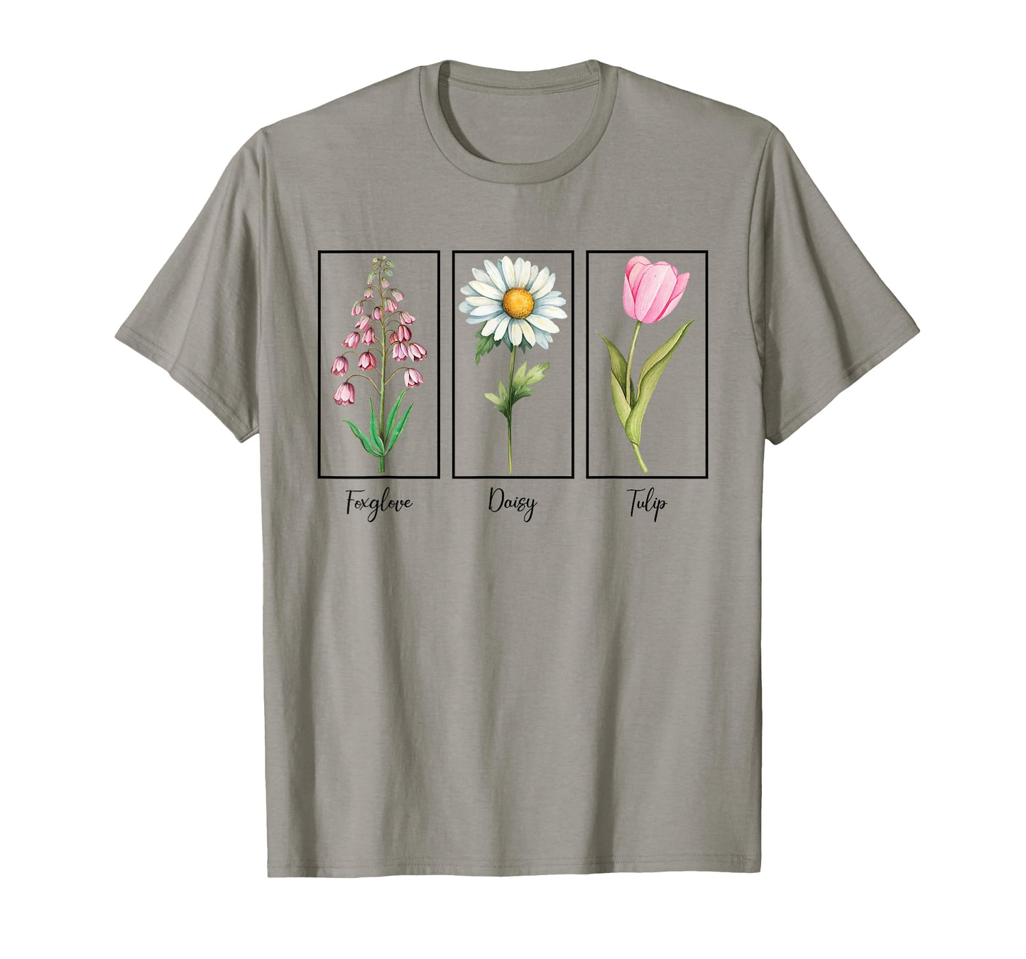 Vintage Floral Plant Foxglove Daisy Tulip Flowers Mom Women T-Shirt
