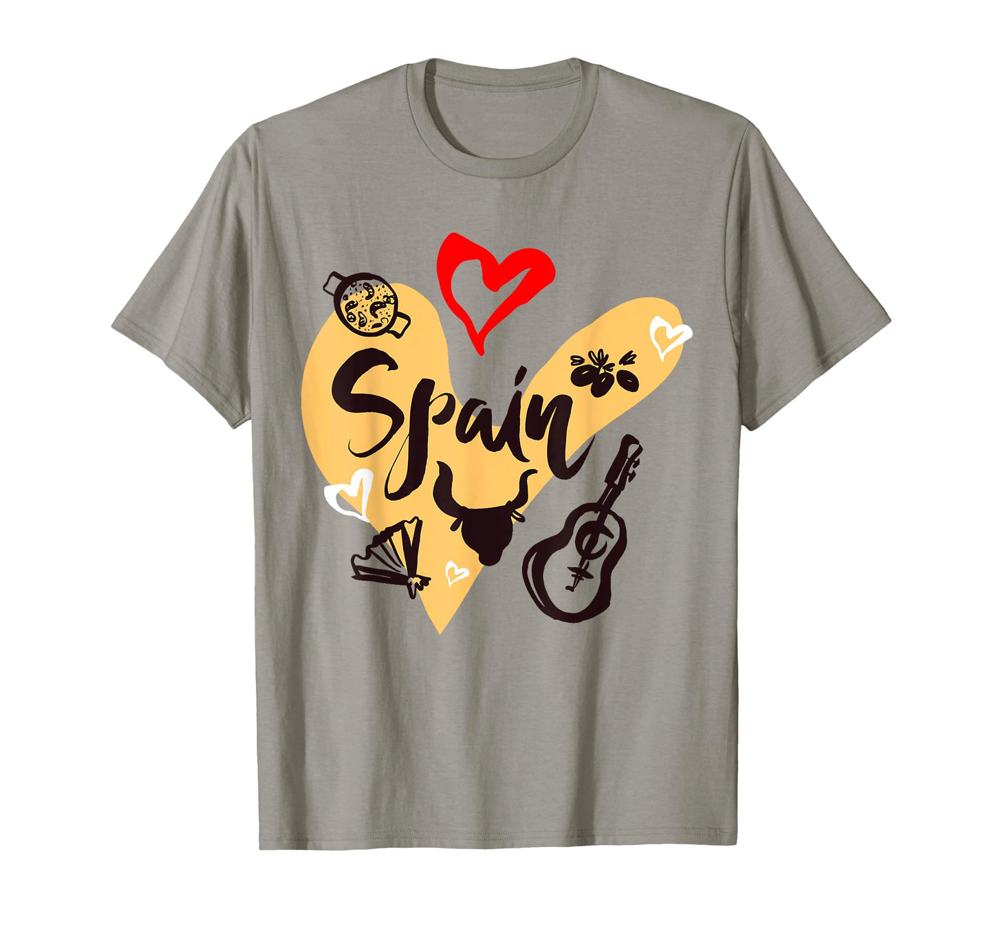 I Love Spain, Cool Spain Doodles Illustration Graphic Design T-Shirt