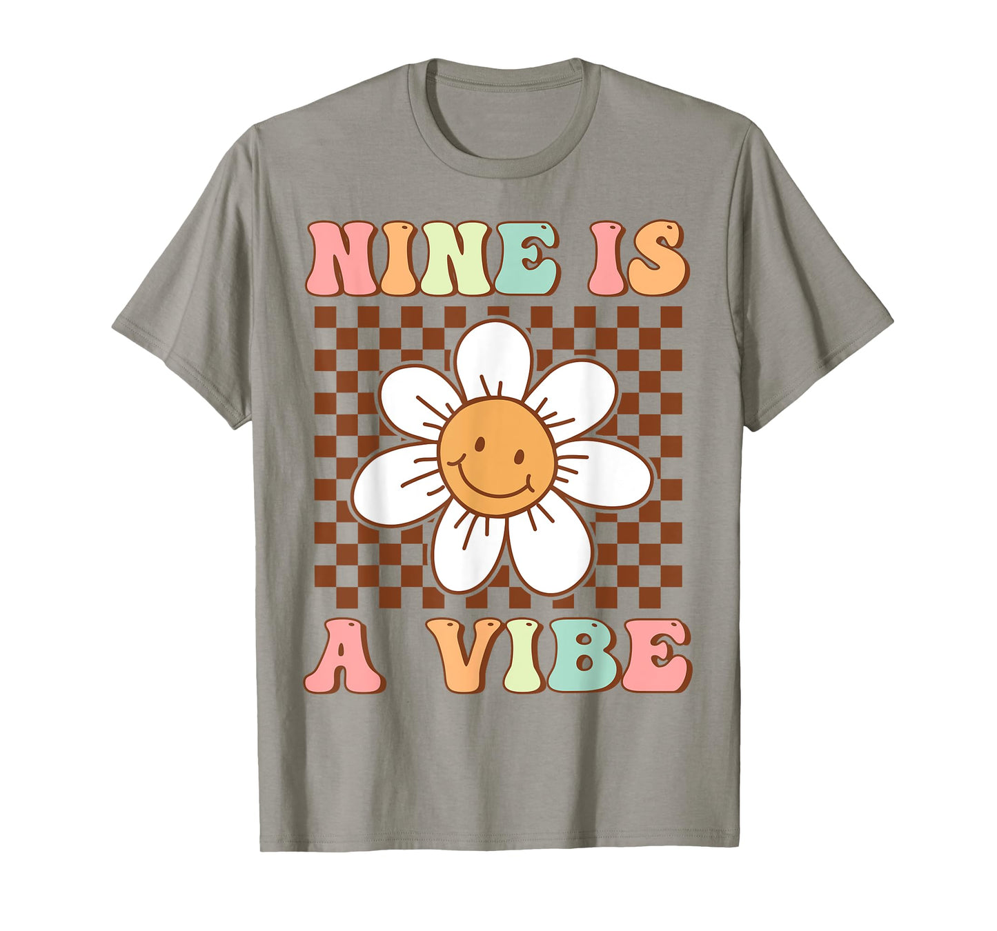 Nine Is A Vibe Cute Groovy 9th Birthday Party Daisy Flower T-Shirt