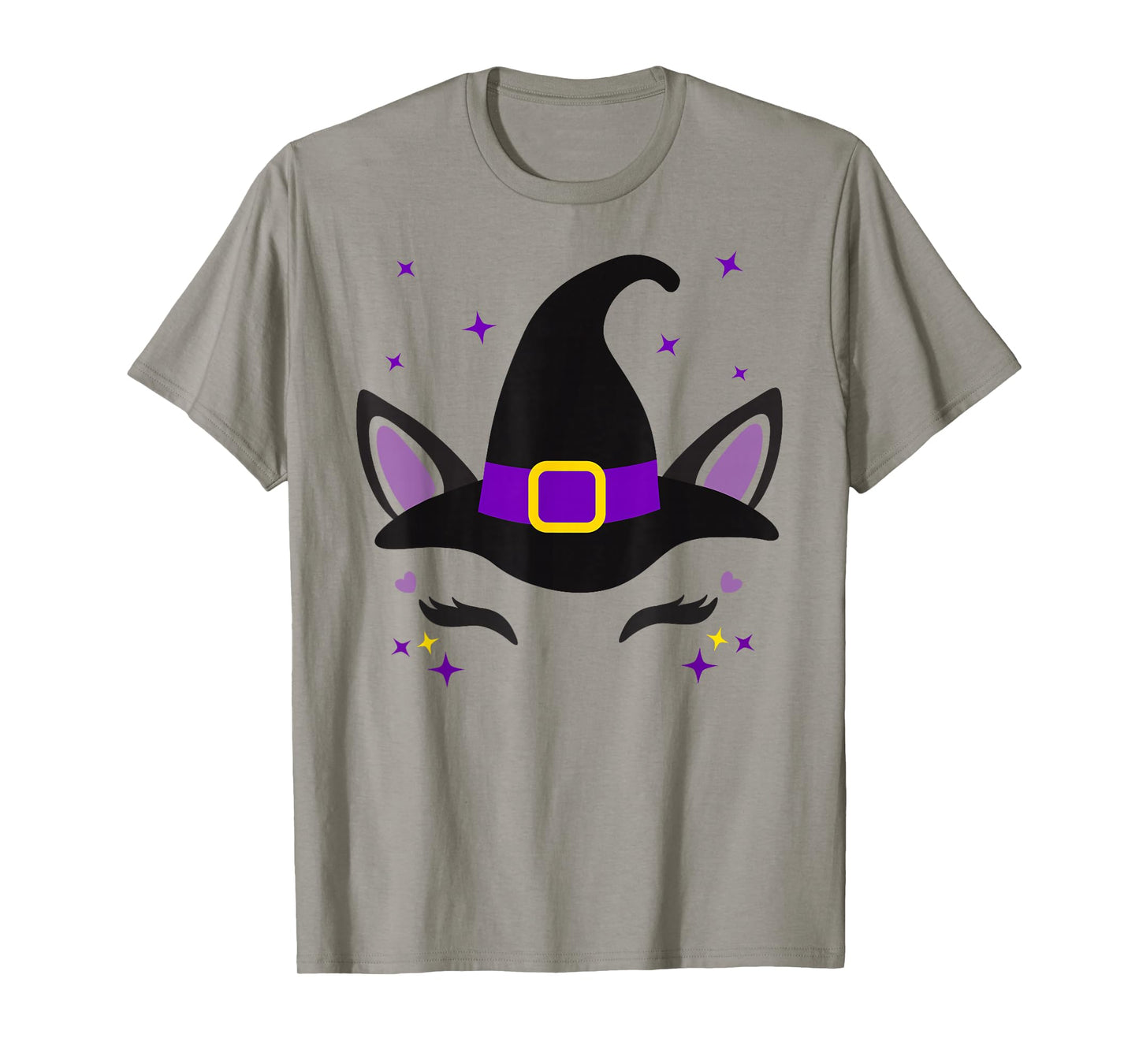Unicorn Face Eyelashes Scary Witch Hat Halloween Costume T-Shirt