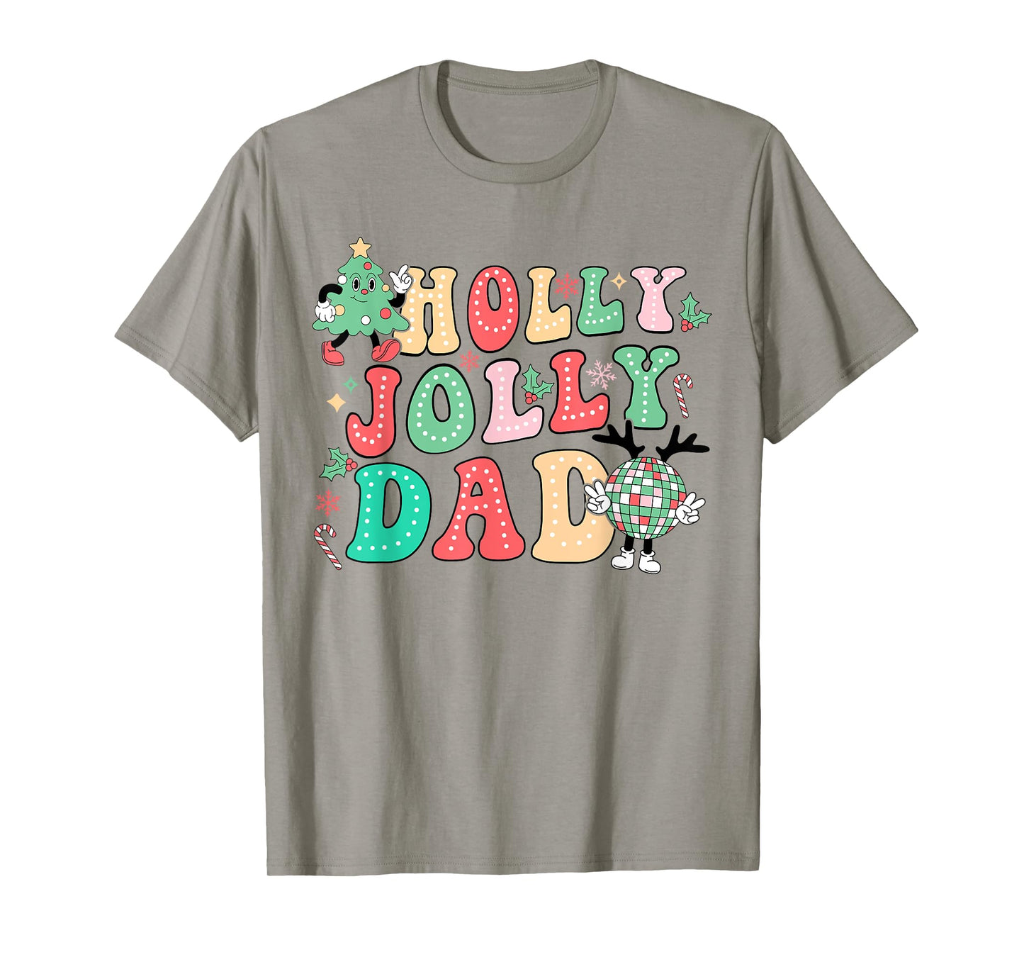 Groovy Holly Xmas Jolly Dad Christmas Vibes Matching Family T-Shirt