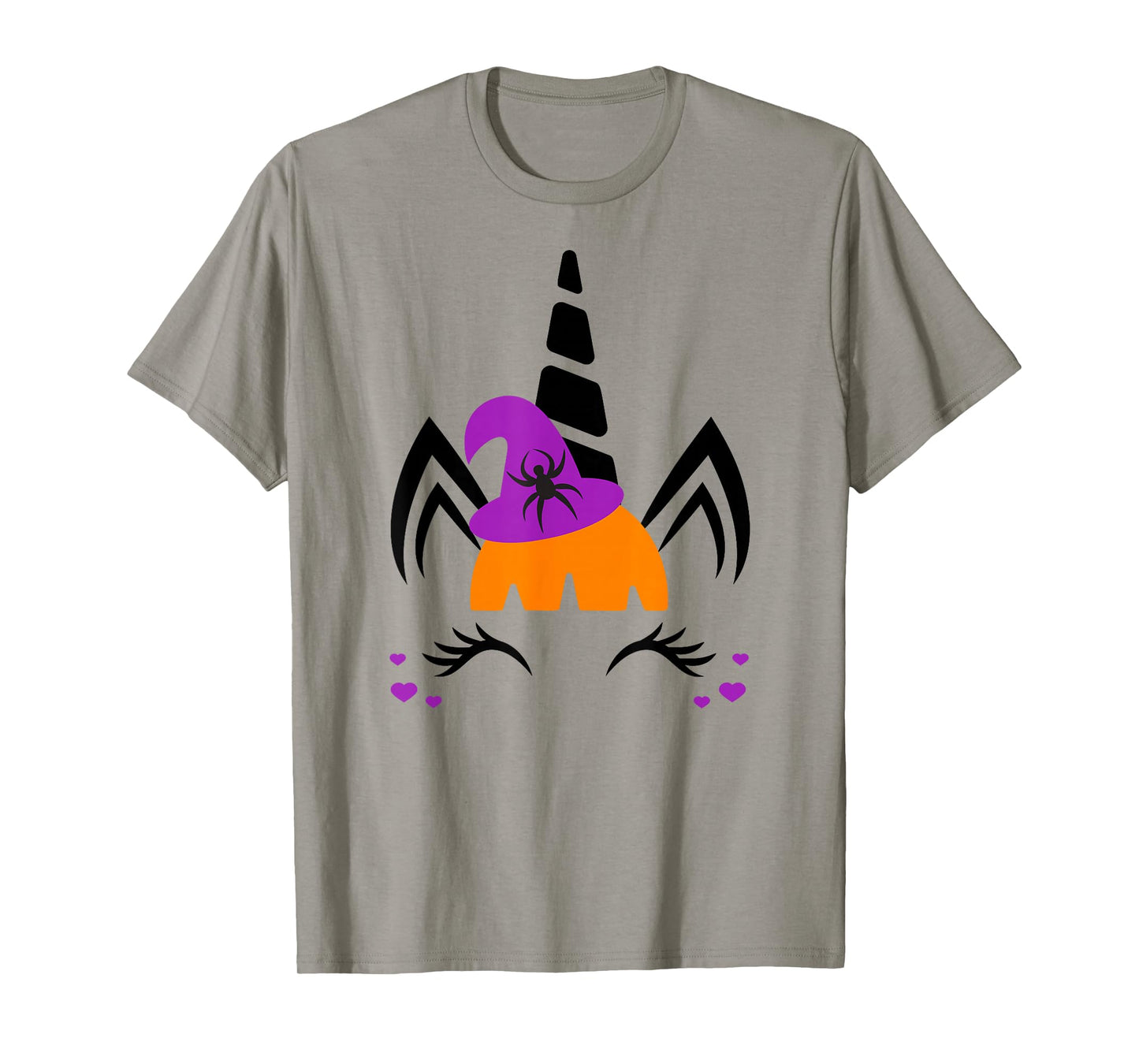 Unicorn Face Eyelashes Spider Witch Hat Halloween Costume T-Shirt
