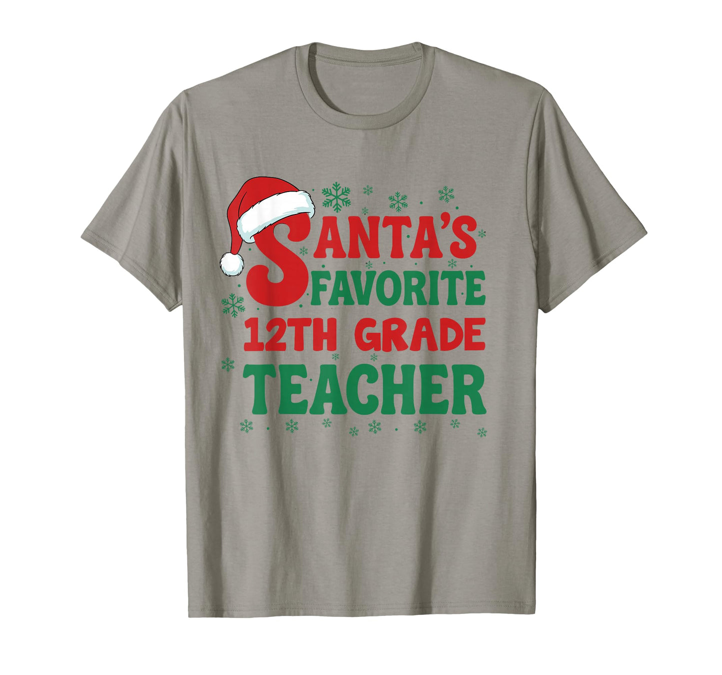 Santa's Favorite 12th Grade Teacher Christmas Holiday Pajama T-Shirt