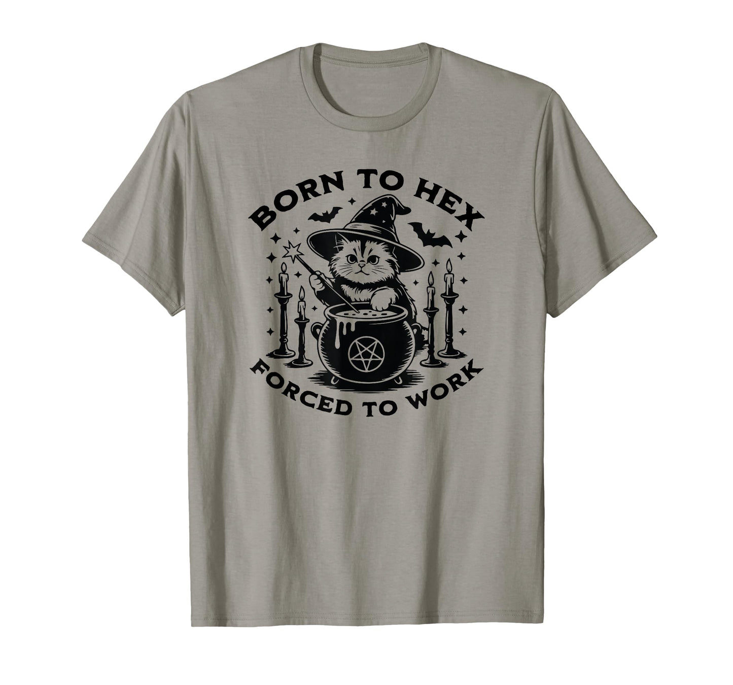 Born to Hex Design – Witch Cat Cauldron Artwork T-Shirt