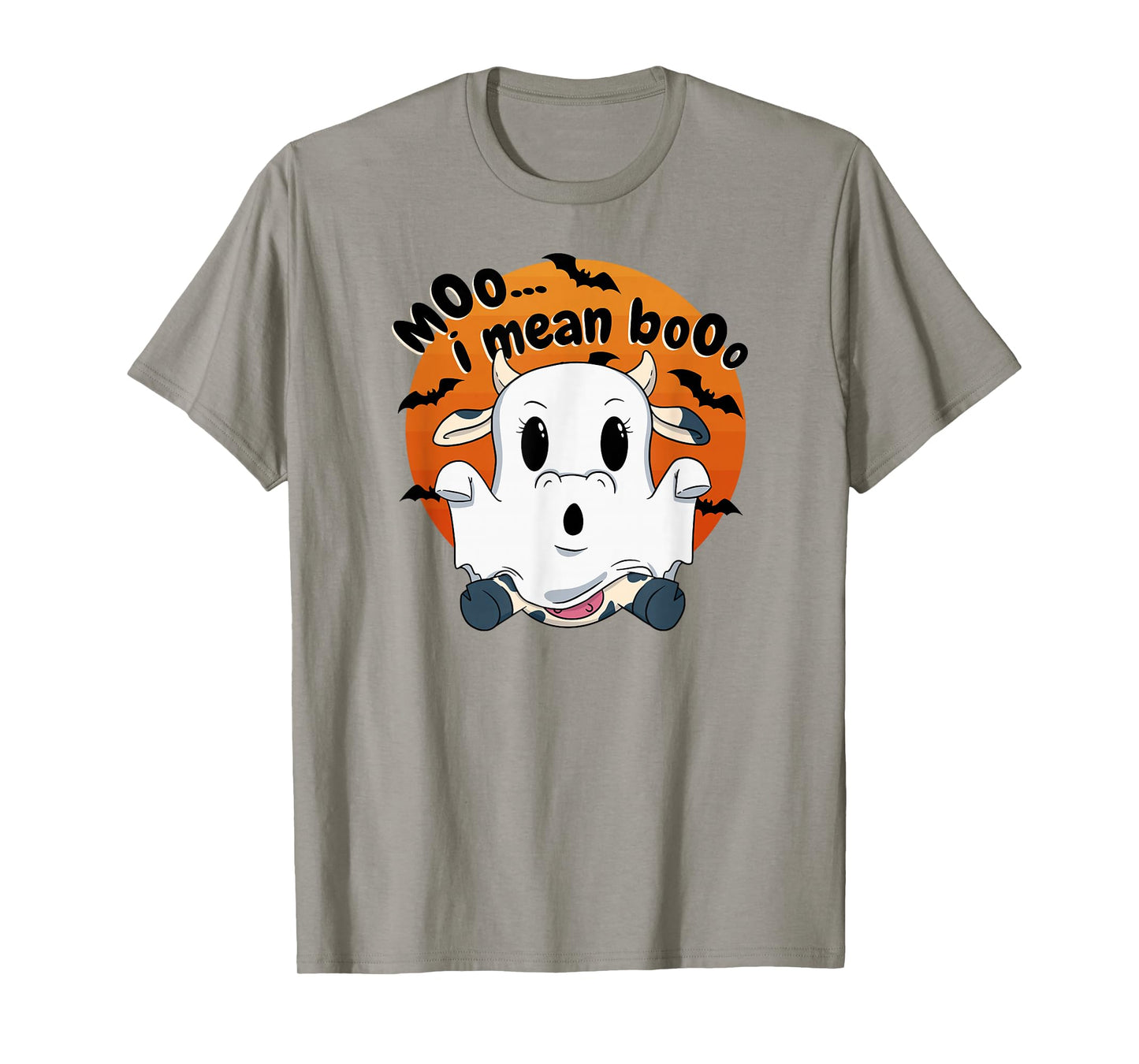 Moo I Mean Boo Cow Costume Happy Halloween Ghost Cow T-Shirt