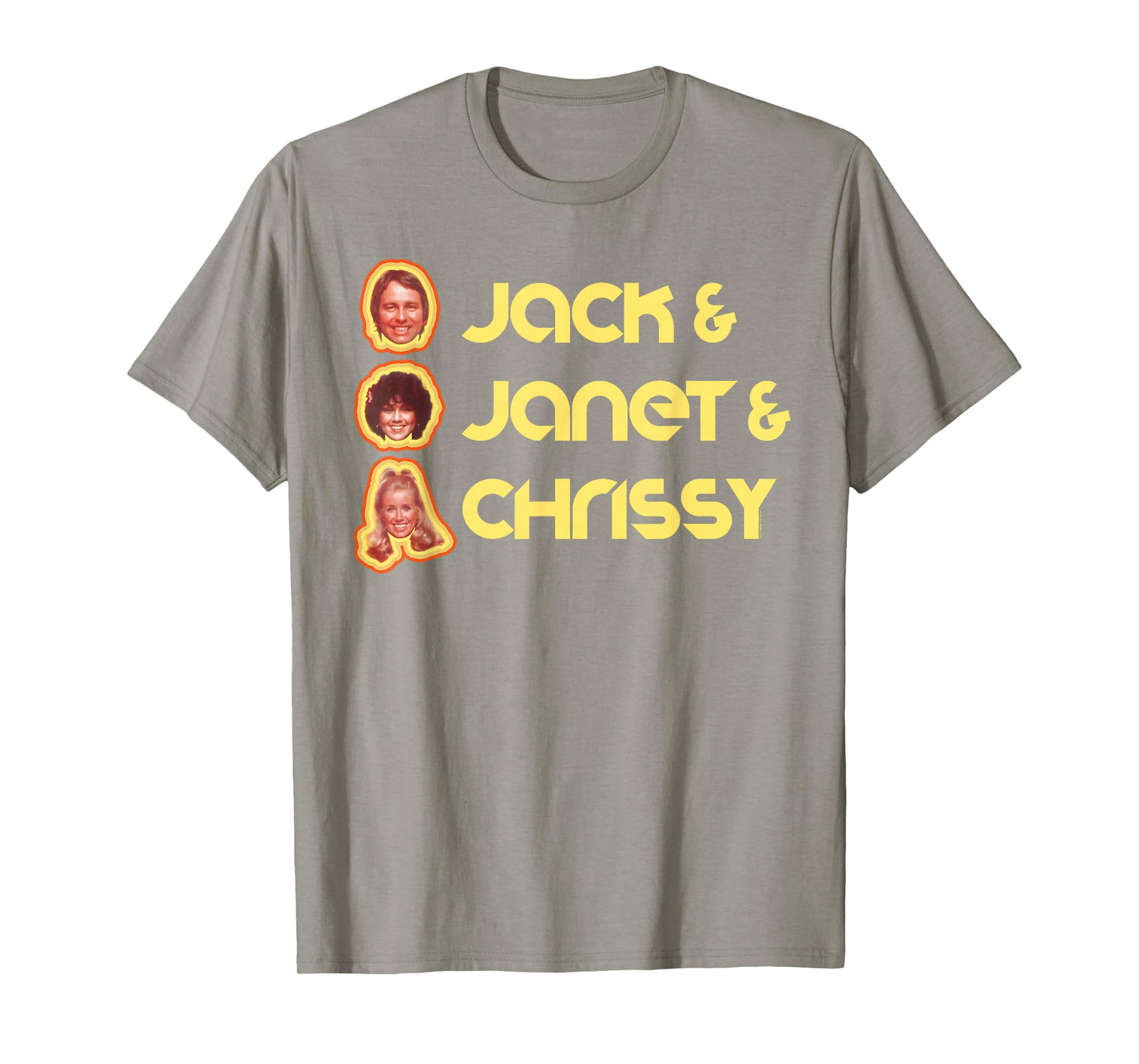 Jack & Janet & Chrissy Three's Company Roommate Faces Retro T-Shirt