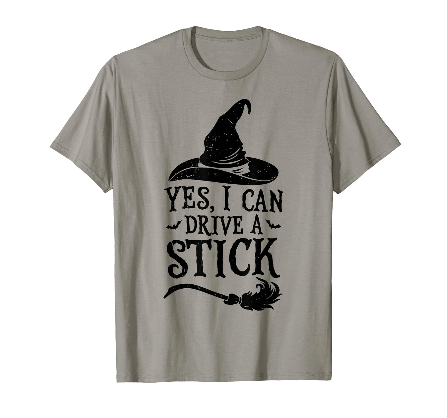 Yes I Can Drive A Stick Funny Halloween Witch Broom Quote T-Shirt