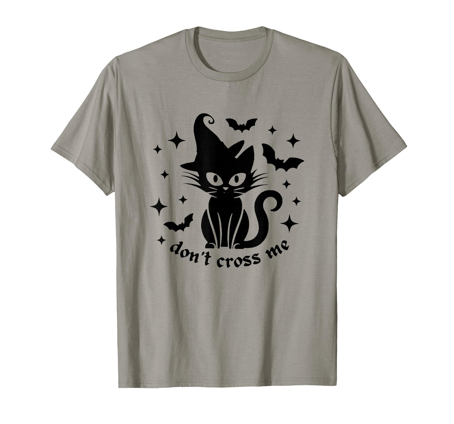 Don't Cross me Halloween Black cat Witch hat Bats T-Shirt