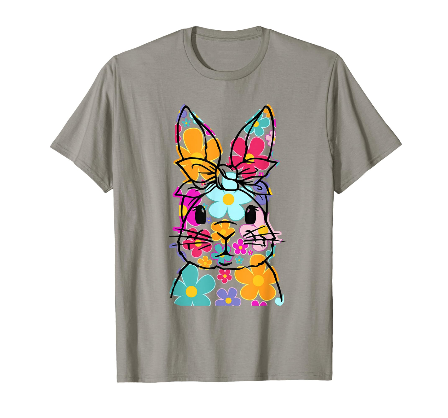 Happy Easter Bunny Daisy Floral Easter Rabbit Face Women Kid T-Shirt