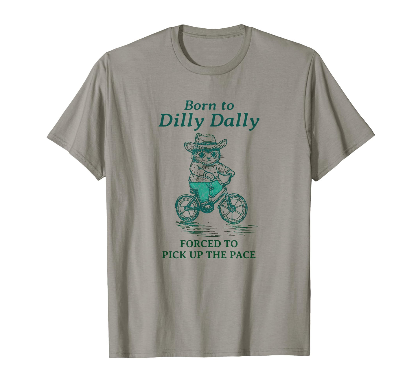 Born To Dilly Dally Funny Cat Riding a Bicycle y2k Meme T-Shirt for Men Women Girls Kids
