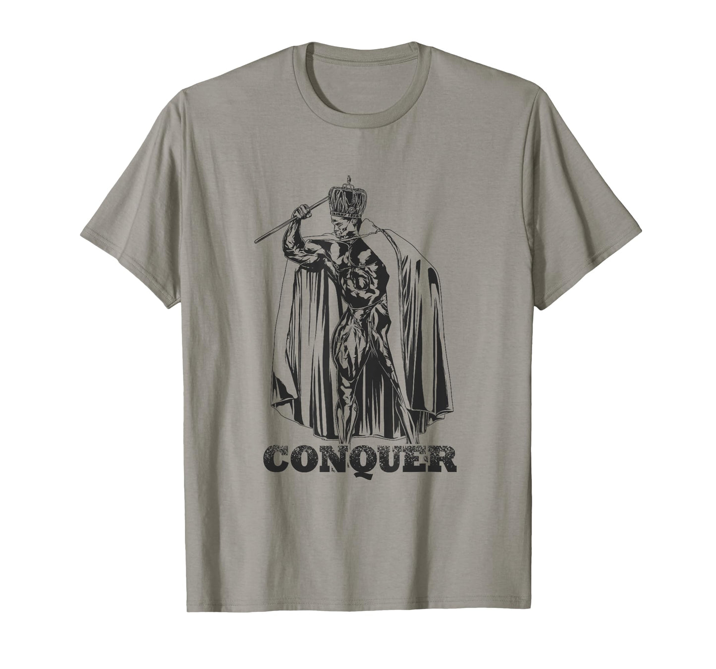 Bodybuilding Gym Workout Lift Motivational Gifts Conquer, Ronnie Coleman Mr. Olympia Unisex-Adults T-Shirt Grey Small Classic Fit Short Sleeve T-Shirt