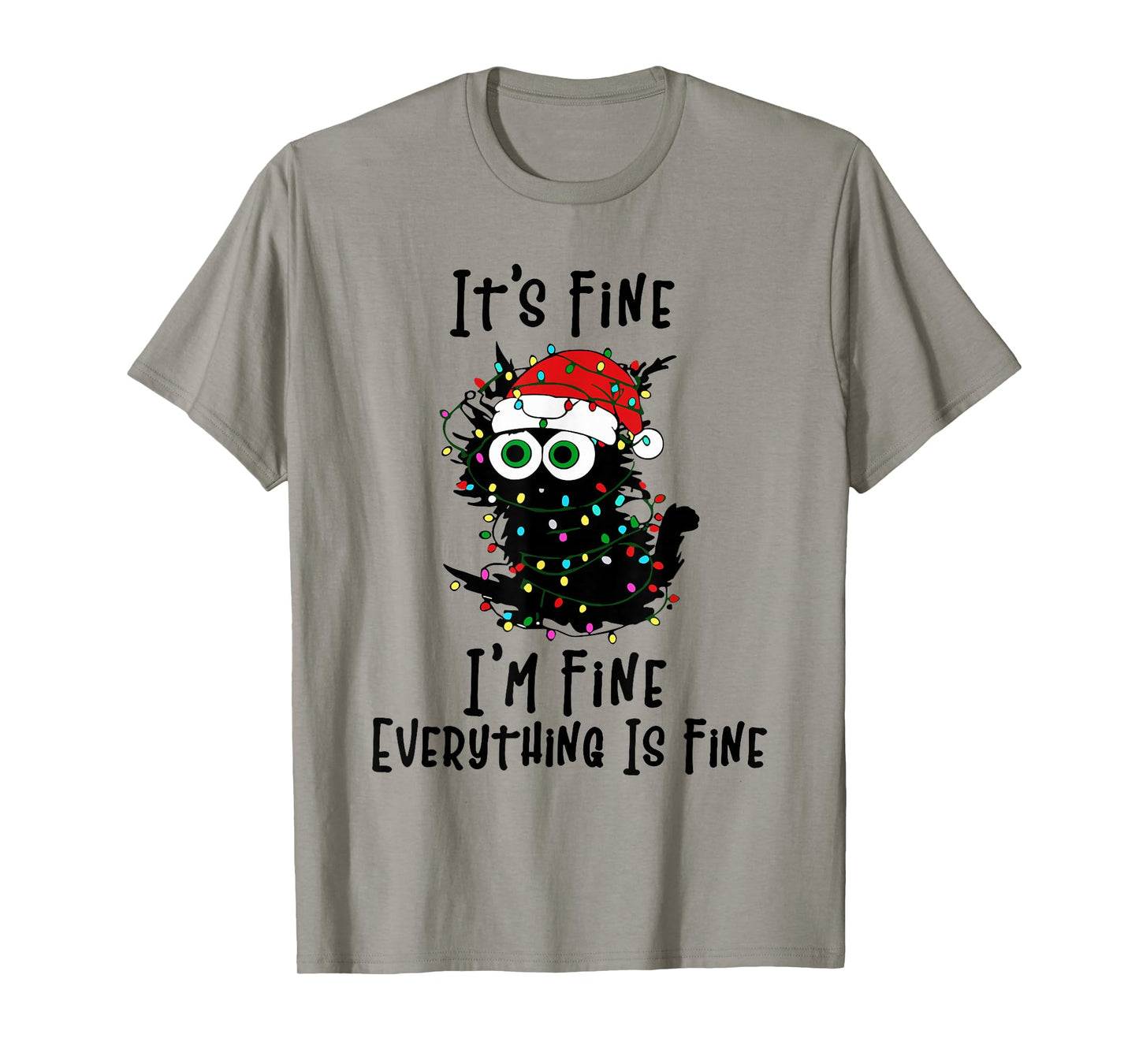 It's Fine We're Fine Everything is Fine Cat Teacher Xmas T-Shirt
