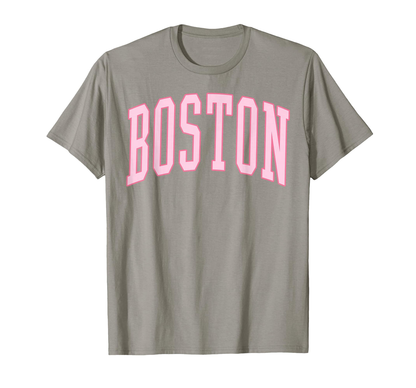 Boston Vintage Preppy Varsity Pink Sports T-Shirt