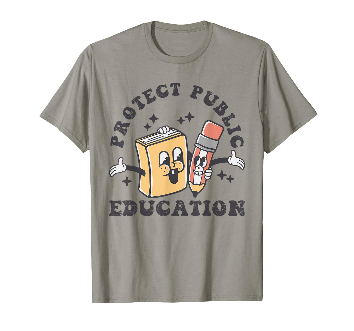 Protect Public Education Groovy Retro Design School Tee T-Shirt