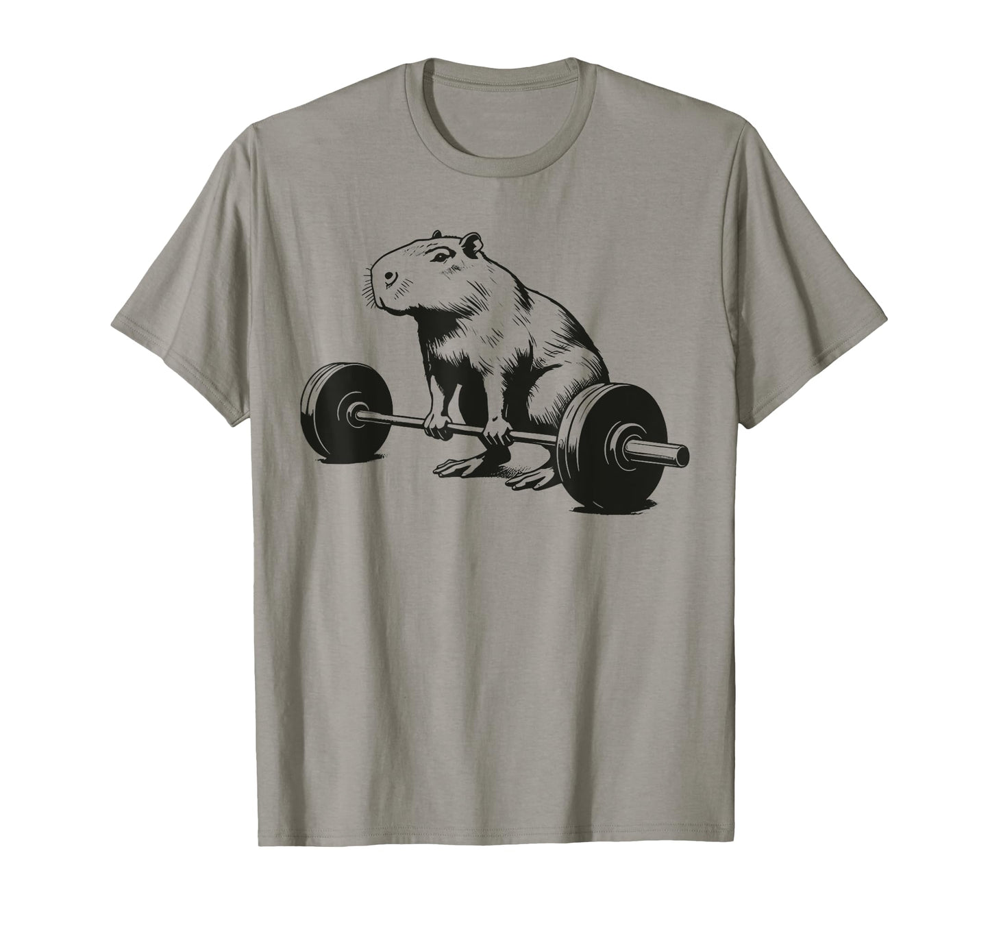 Bodybuilding Gifts Capybara Weightlifting Funny Workout Deadlift Fitness Gym T-Shirt, Small, Grey
