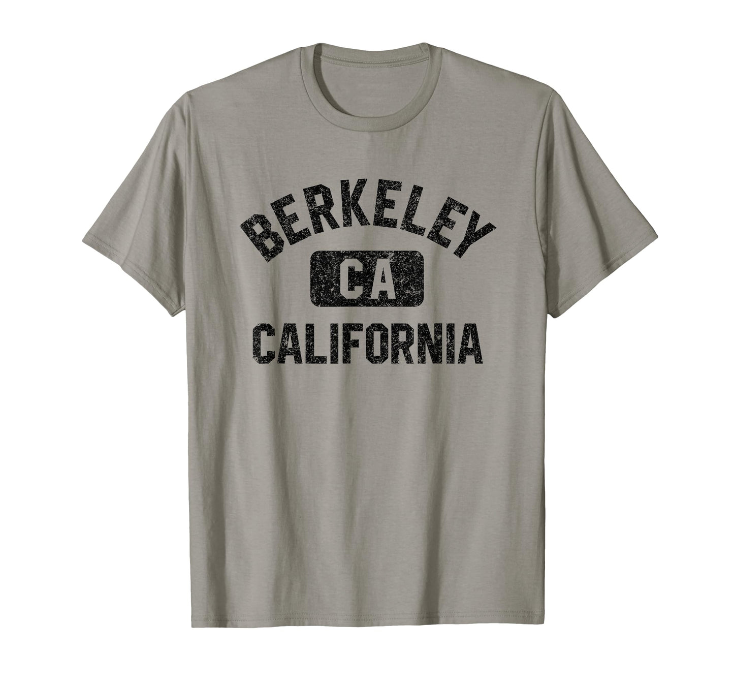 Berkeley California Gym Style Yellow w Distress Black Print T-Shirt