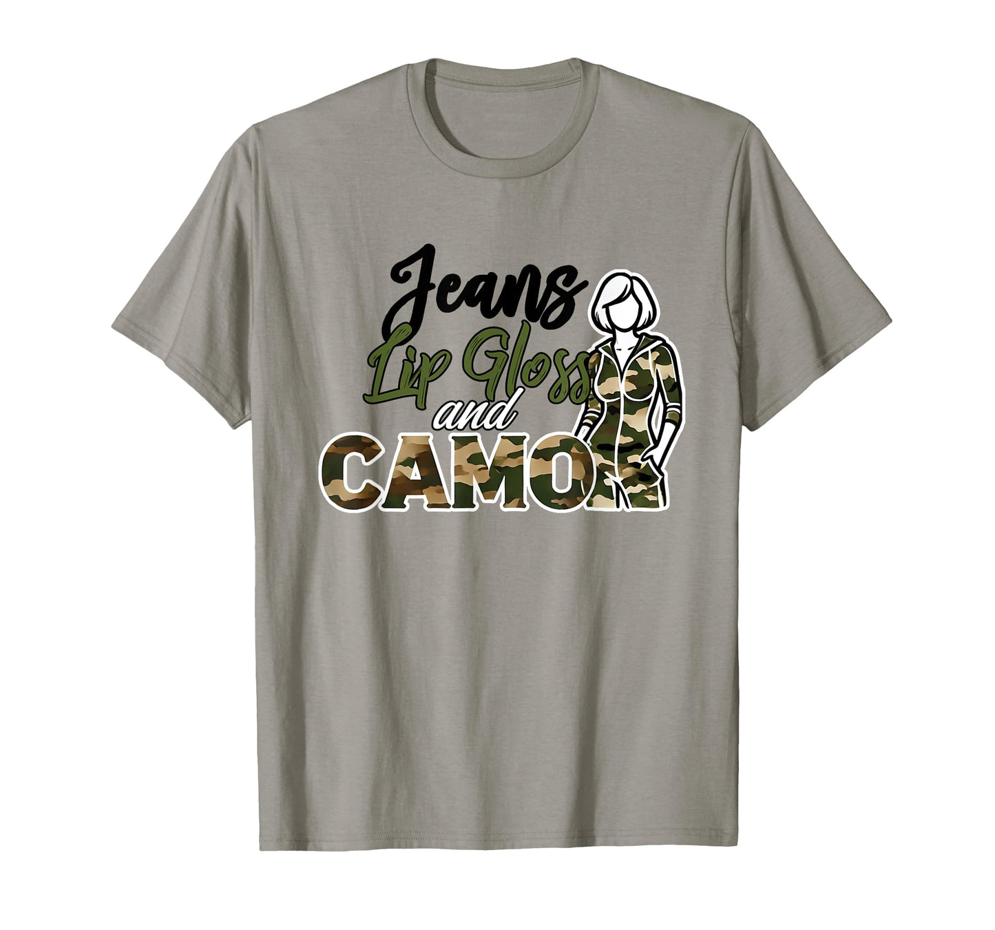 Jeans Lip Gloss Camo Sayings Graphic Orange T-Shirt