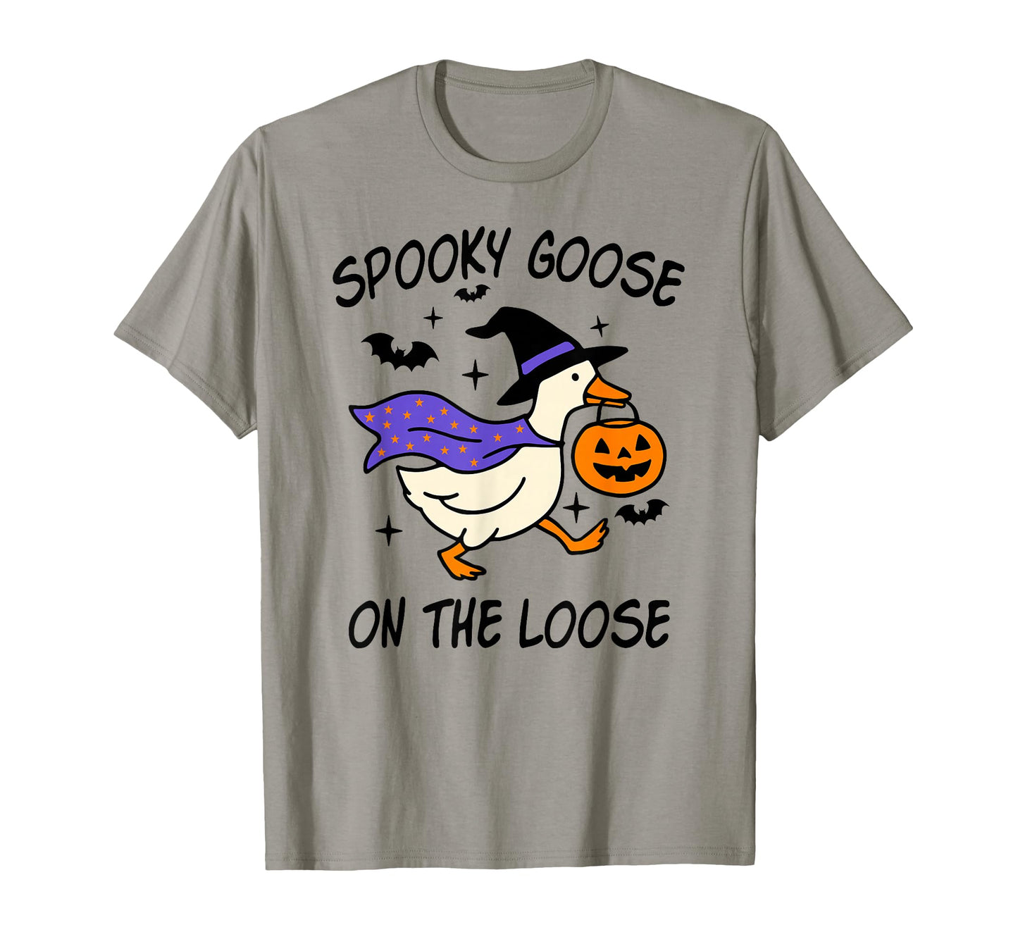 Spooky Goose On The Loose Witches Hat & Cape Funny Halloween T-Shirt