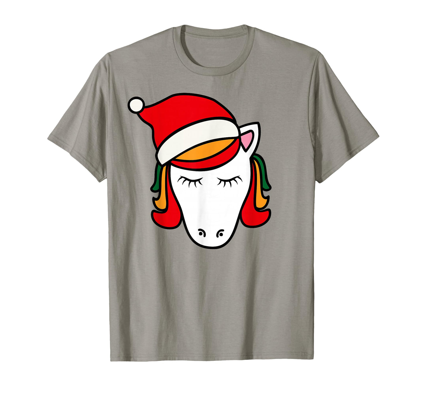 Unicorn with Santa Hat Cute Christmas Costume T-Shirt