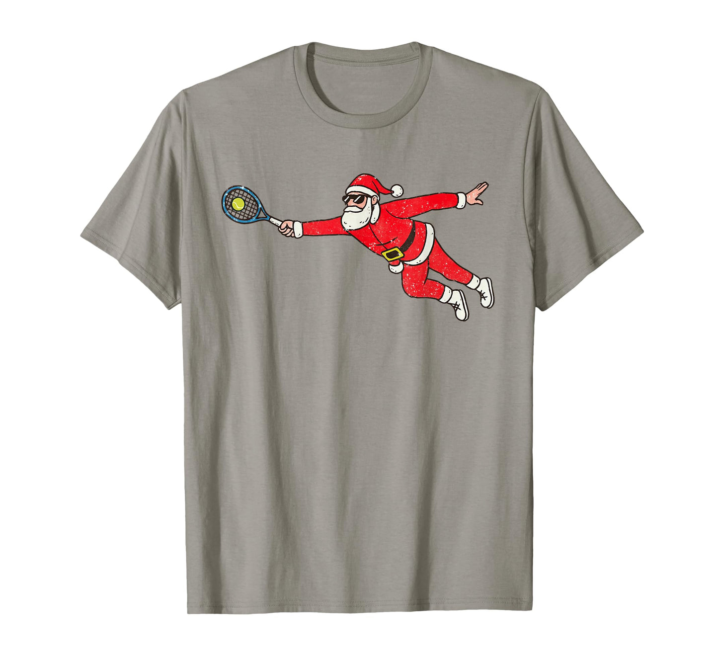 Santa Playing Tennis Christmas Vintage Funny Xmas T-Shirt