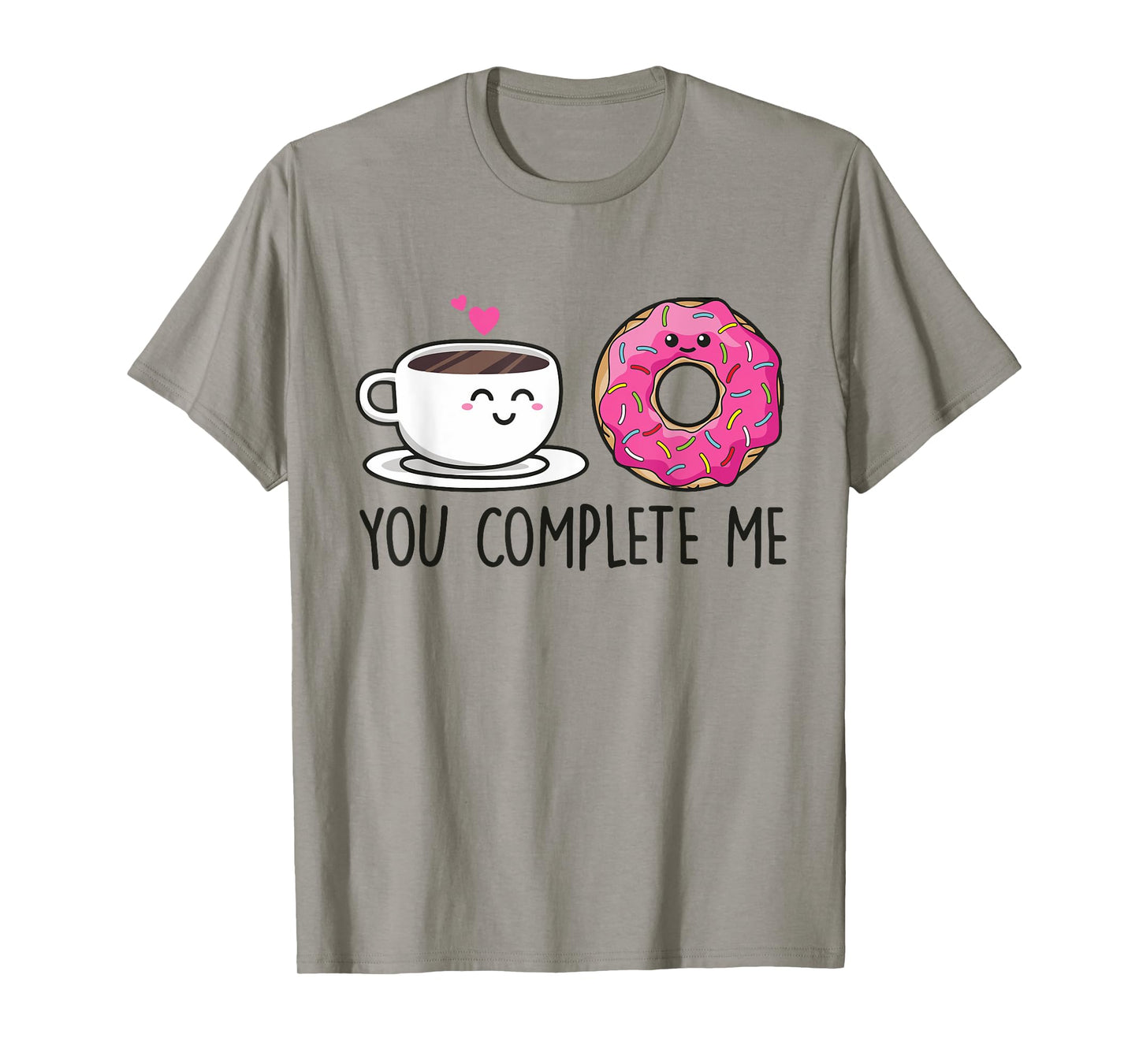 Cute Kawaii Donut & Coffee T-Shirt - YOU COMPLETE ME TShirt T-Shirt