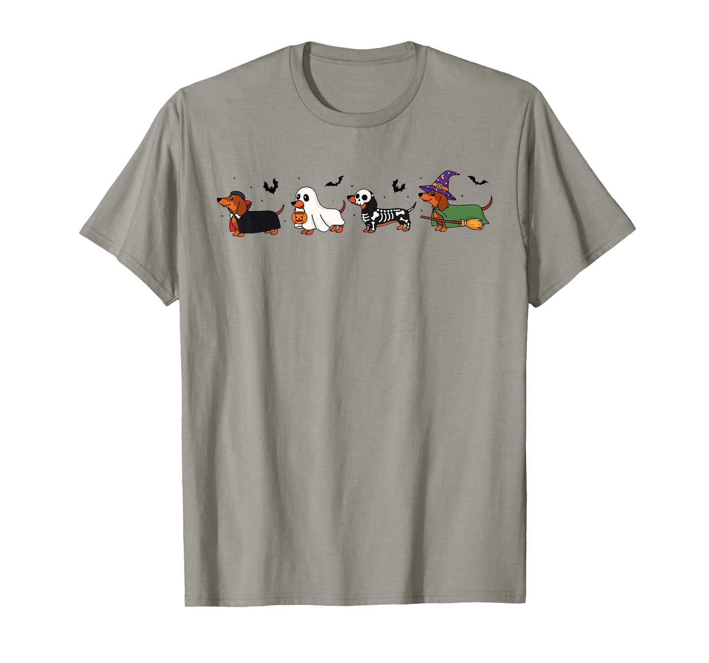 Dachshund Dog Witch Bloom Skeleton Pumpkin Ghost Costume T-Shirt