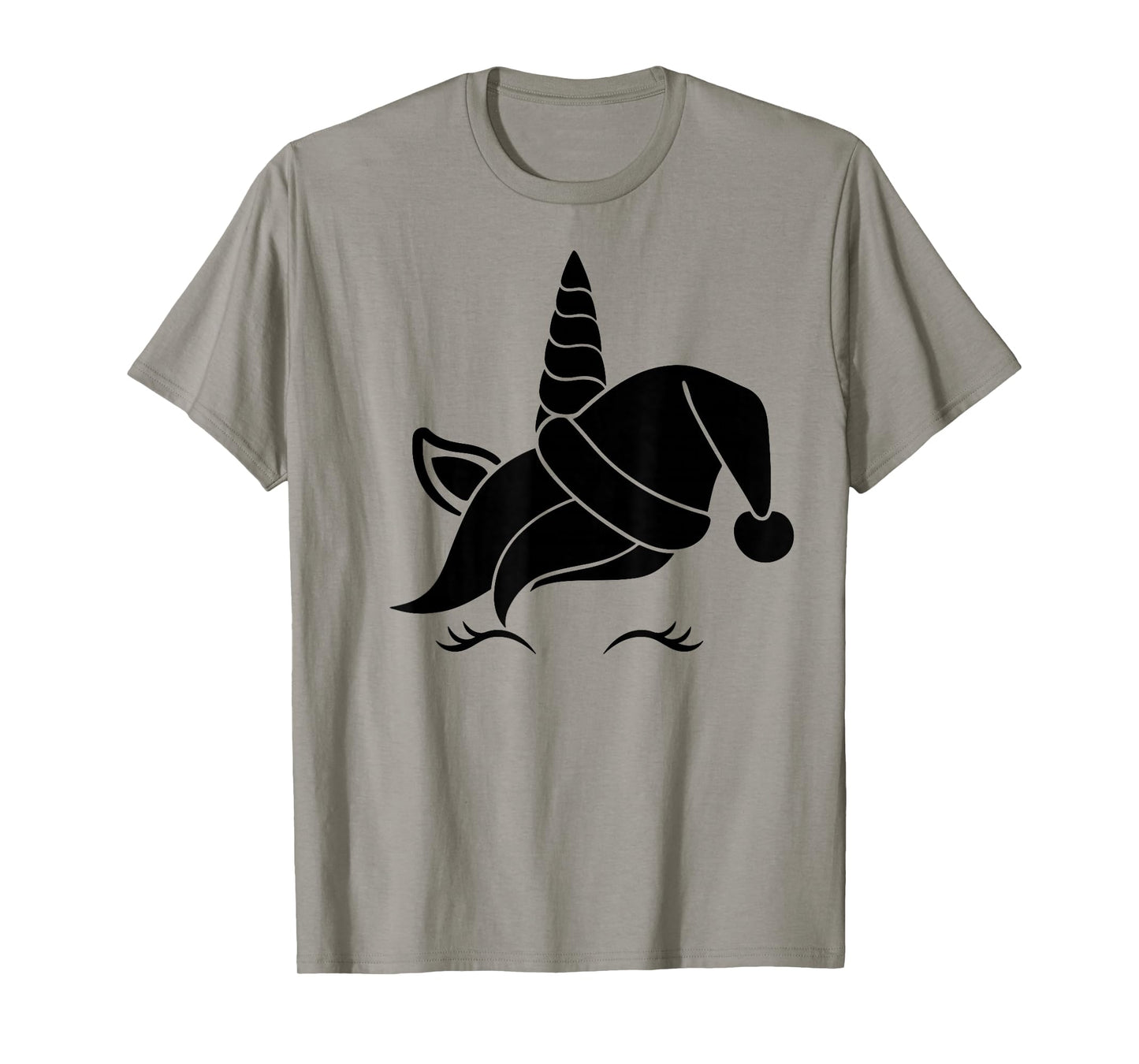 Unicorn Reindeer Face with Santa Hat Cute Christmas Costume T-Shirt